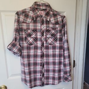 BKE Black and Red Plaid Casual Shirt
